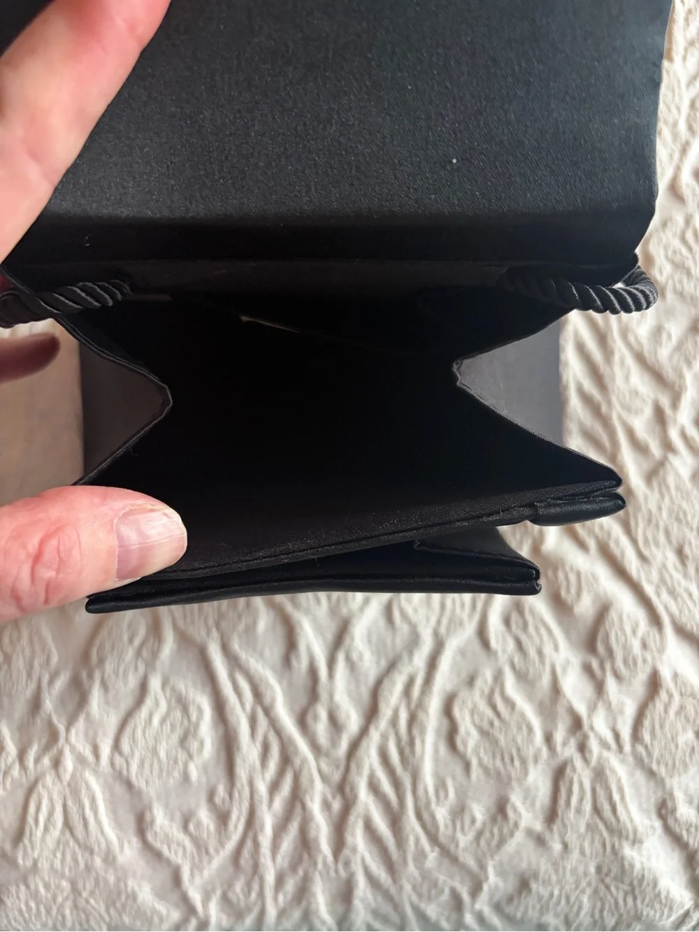 Nordstrom Black Evening Clutch with Rope Shoulder Strap